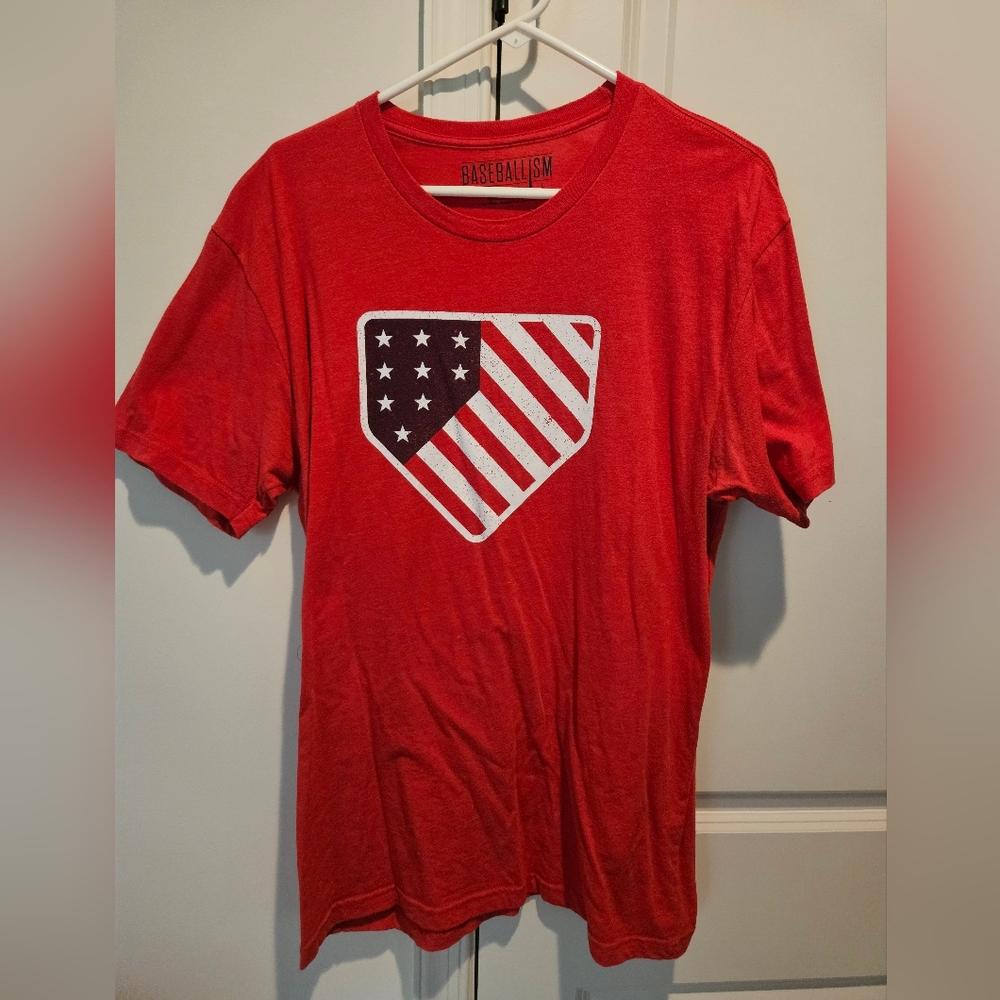 Baseballism American Flag Home Plate Mens Short Sleeve Tee NWOT Large